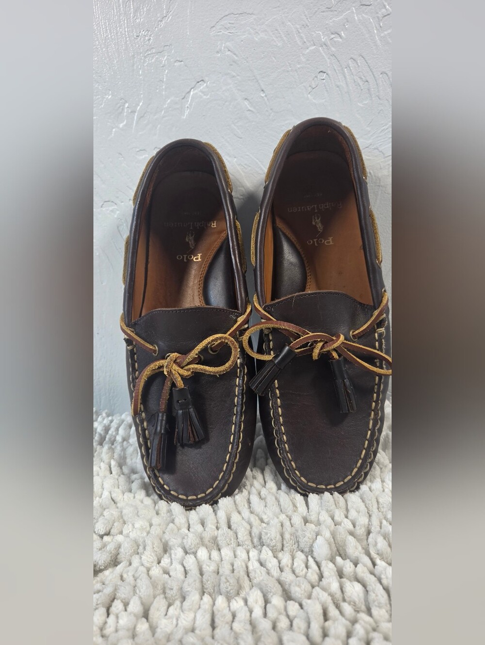 Polo Ralph Lauren Anders Loafers Men’s 7.5 Brown Leather Preppy Coastal Nautical